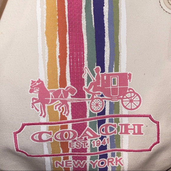 Authentic Coach Rainbow Stripe Sequin Tote - Picture 4 of 11